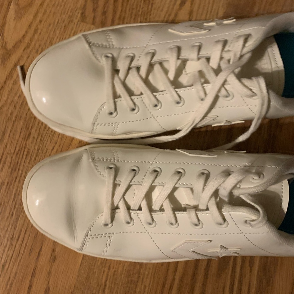 Women's white patent leather sneakers!